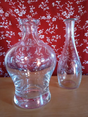 Crystal carafe used, height 18cm, weight 1046g with gift glass carafe