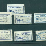 7 old ship vignettes Aeolia, Massalia, Lydia & Agamemnon Greek Mediterranean Lines