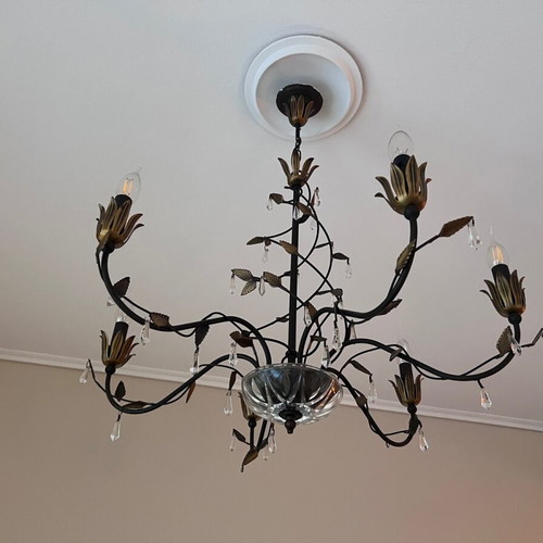 Chandelier lighting used with Swarovski crystals and 6 bulbs