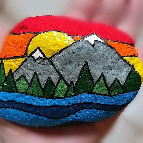 Decorative stone painted with tempera new