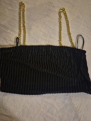 Shein black bustier with gold chains like new