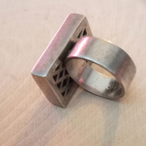 Silver ring 925 like new with small semi-precious stones micro mosaic Italy