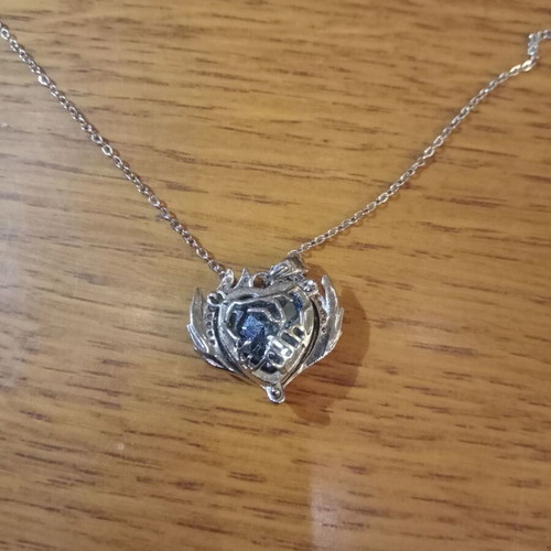 Blue heart pendant necklace, stainless steel