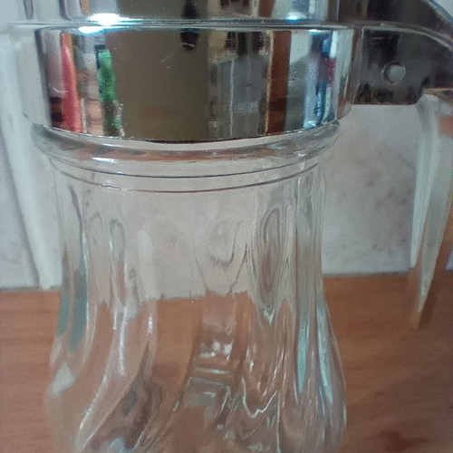 Glass honey jar like new with chrome lid 200 ml