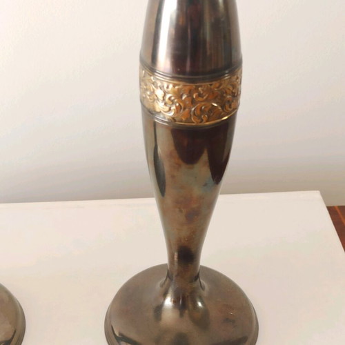 Art deco candlesticks used, set of 2 metal