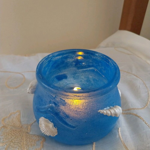 Decorative handmade jar with battery light, height 7 cm, new