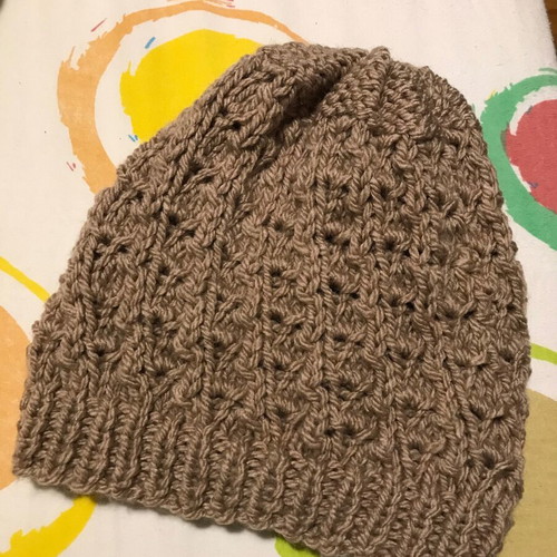 Wool knit cap handmade new, beige gold