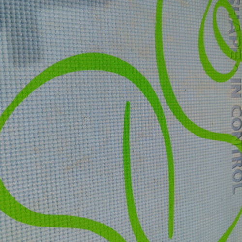 Exercise mat used with visible signs of wear