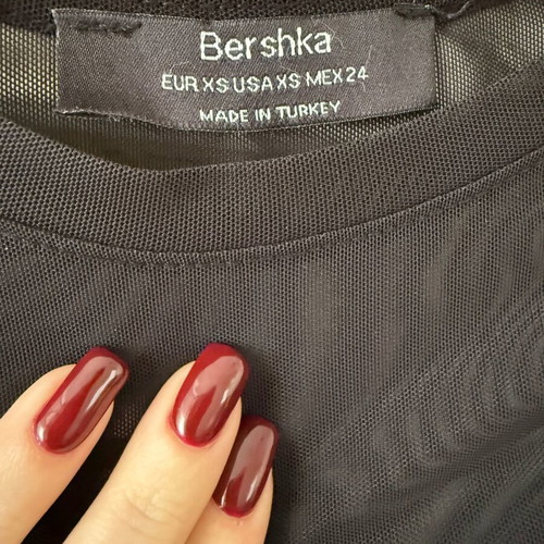 Bershka mesh blouse with Extraordinary letters new, black, XS