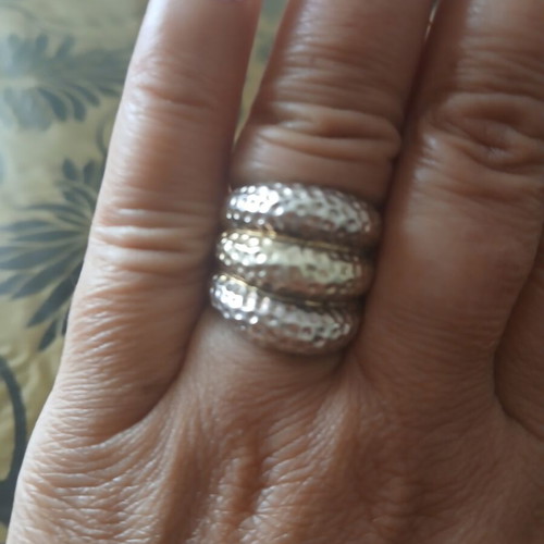 Hammered gold-plated silver 950 ring 15 g, size 17 mm like new