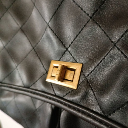Black Quilted Shoulder Bag with Gold Chain new