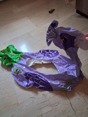 Inflatable peacock float like new, suitable for children up to 3 years
