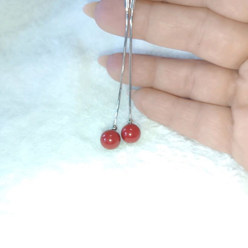 Silver 925 earrings platinum plated with coral new