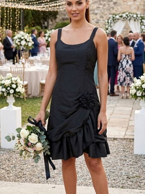 Farmakis evening dress black like new, taffeta, size 50 M-L