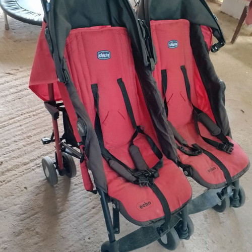 Chicco Echo Twin twin stroller used, Garnet