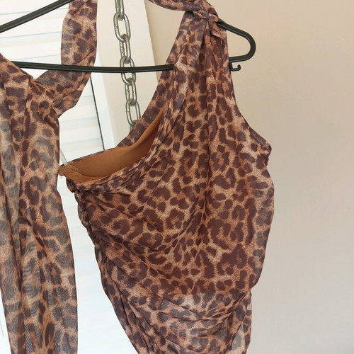 Leopard halter top medium new Shein brown