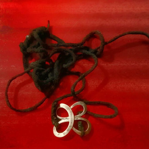 Silver necklace used with black cord, choker or bracelet style
