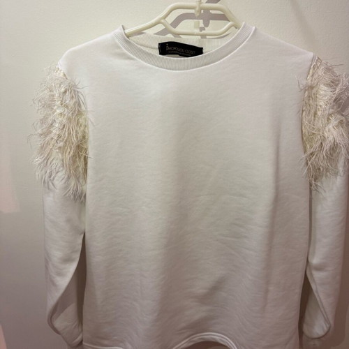 Two-piece set with feathers Large, like new, white