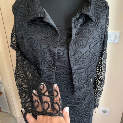 Vintage Aslanis Pret A Porter Dress with Bolero like new, size 48, black