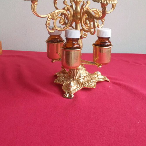 Pentakero Artoklasias candleholder, gold-plated brass, vintage