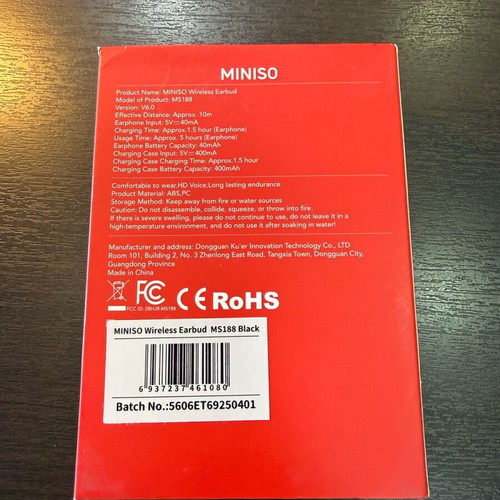 Ασύρματα ακουστικά MINISO MS188 καινούργια με θήκη φόρτισης LCD