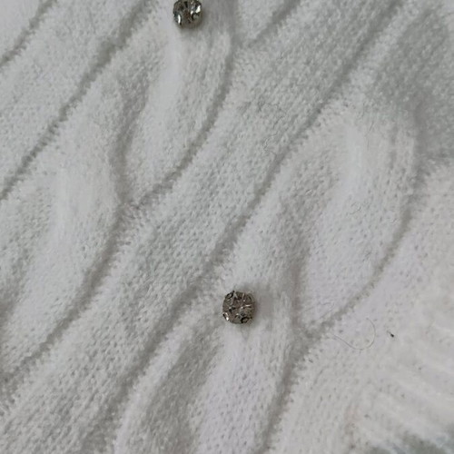 Kate London cardigan like new, white with cable knit and rhinestones