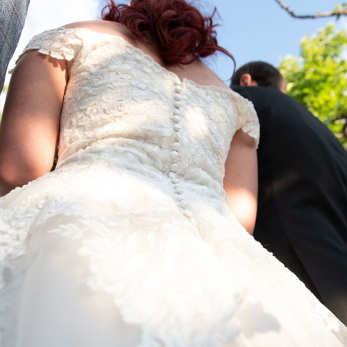 Italian wedding dress with lace and tulle like new, size L