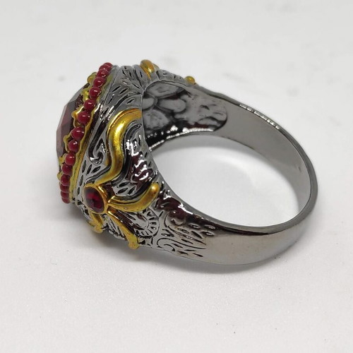 Men's ring with large red stone