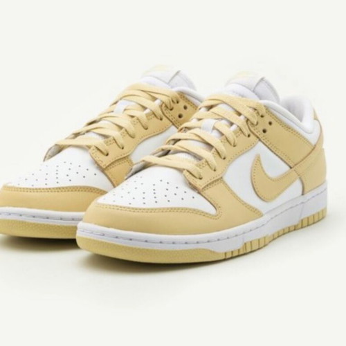 Nike Dunk Low Retro white leather with beige suede sneakers like new size 47