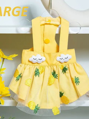 Dog dress yellow with pineapples "Pineapples" L