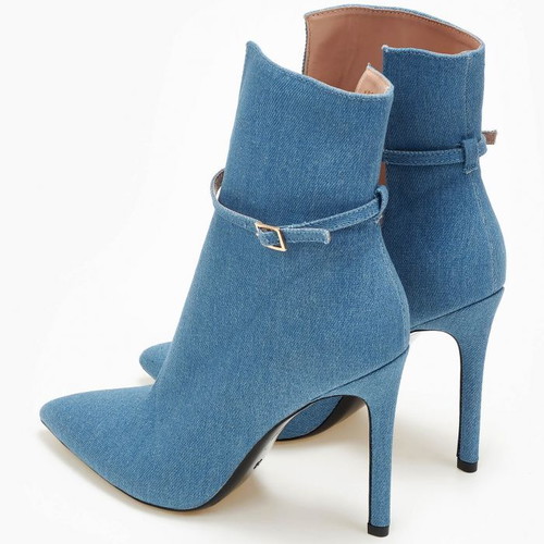 Denim ankle boots and pumps like new, heel height 10 cm