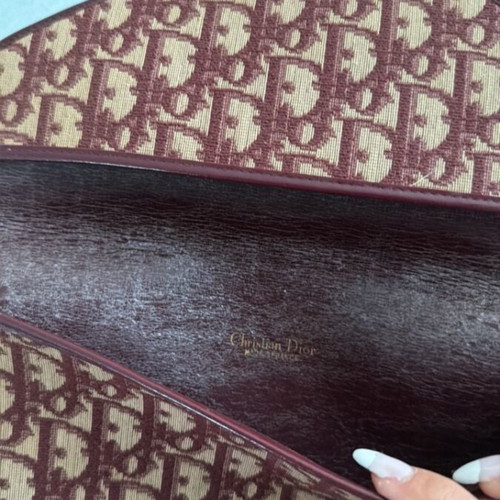 Christian Dior Diorissimo vintage envelope clutch bag, burgundy and beige