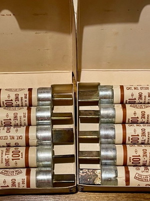 Vintage Shawmut Silver Plated fuses, 10 pieces, period 1950-1970