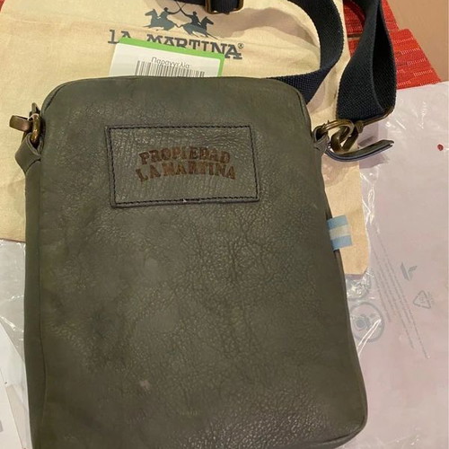 La Martina Esteban S men's leather crossbody bag like new, blue and brown