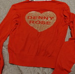 Denny Rose cardigan like new, red knitted with rhinestones