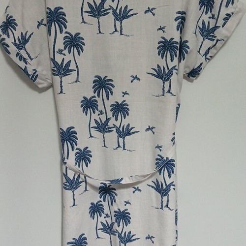 H&M linen dress like new, white and blue, size M