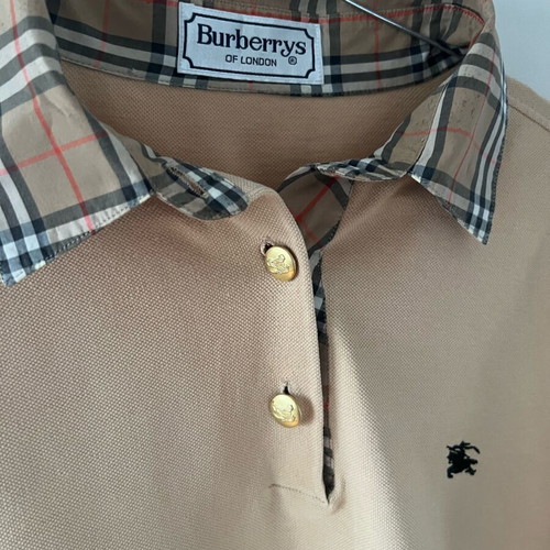 Burberrys of London Vintage 90's Pony Logo Women Polo Shirt used, XXL, beige and brown