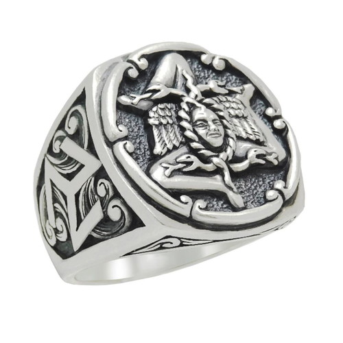 Medusa Triskelion Sicilian Sterling Silver 925 Handmade Ring new