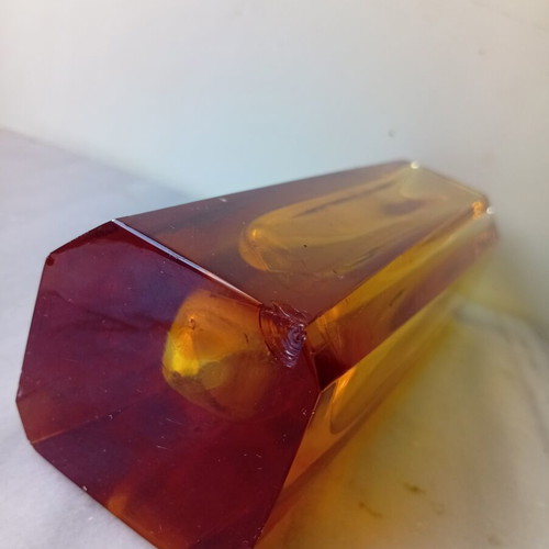 Murano vase used, faceted 18 cm