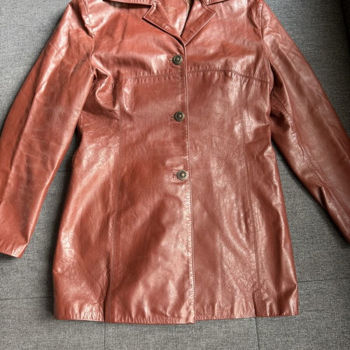 Women's leather jacket vintage, like new, brown and red