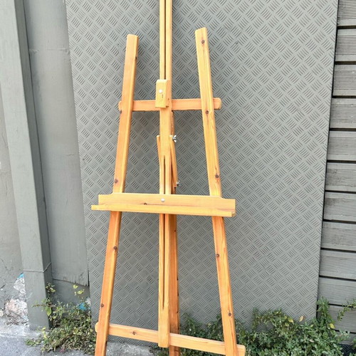 Wooden adjustable painting easel used