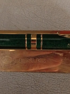 Aston Martin pen new with green marble effect and gold-plated details