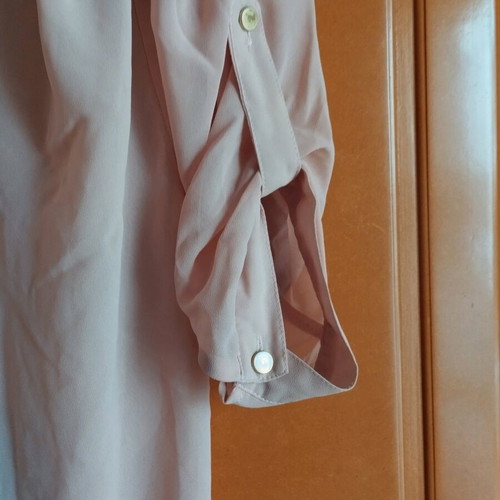 Asymmetric shirt like new, pink with gold buttons and pocket