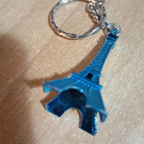 Eiffel Tower metal keychain new, blue Paris souvenir