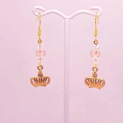 Handmade crown earrings new with crystals
