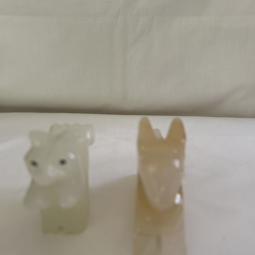 Onyx carved animal figurines, vintage British Fossils
