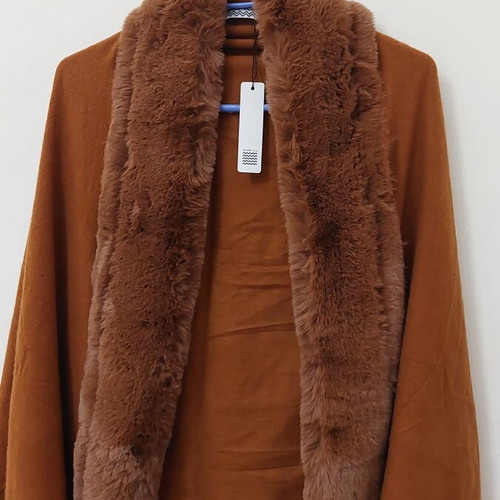 Shop And Co women's scarf with fur, new, brown