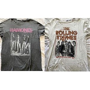 Σετ με 2 κοντομάνικες μπλούζες Rock με μπάντα (band t shirts) Ramones & Rolling Stones