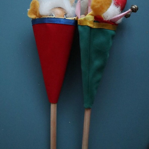 Wooden clown puppets for puppet theater like new