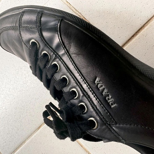Prada men's sneakers black used, leather, size 42.5